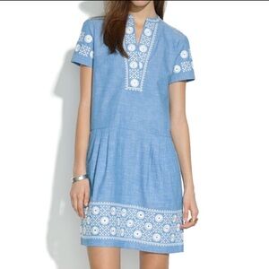 Madewell Chambray Sunstitched Embroidered Dress. Please read description.